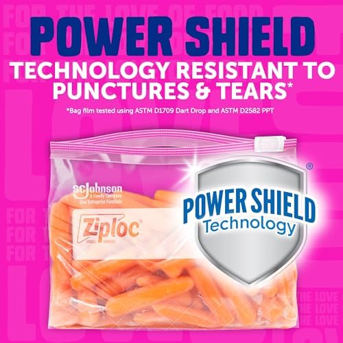 Ziploc Quart Food Storage Slider Bags, Power Shield Technology for More Durability, 42 Count