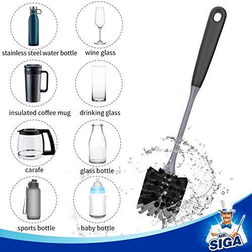 MR.SIGA Long Handle Bottle Brush, Non-Scratch Water Bottle Brush Cleaner
