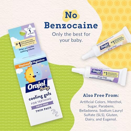 Orajel Baby Daytime & Nighttime Cooling Gels for Teething, 0.18 Oz, 2-Pack