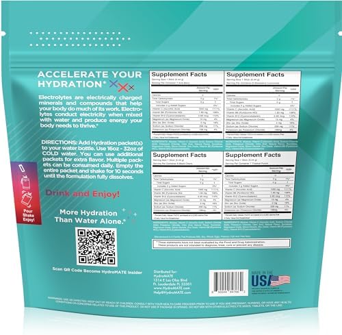 Electrolyte Powder Sugar-Free Hydration Packets Variety Pack HydroMATE 30 Sticks