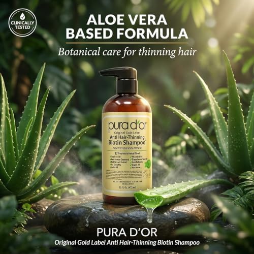 PURA D'OR Original Gold Label Anti-Hair Thinning Biotin Shampoo, 16oz