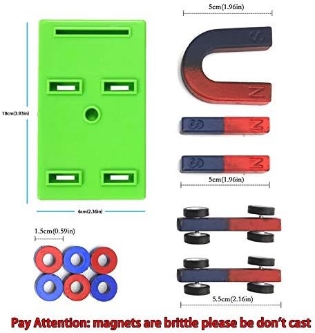 EUDAX Labs Junior Science Magnet Set for Education Science Experiment Tools Icluding Bar/Ring/Horseshoe/Compass Magnets
