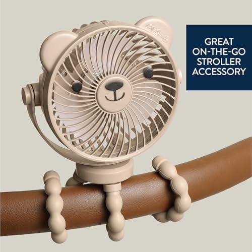Itzy Ritzy Baby Stroller Fan, Rechargeable Fan with Wraparound Legs (Bear)
