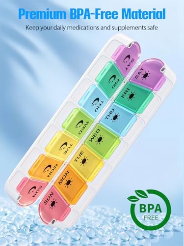 Pill Organizer 2 Times a Day,Foldable Weekly AM PM Pill Case,Large Pill Box