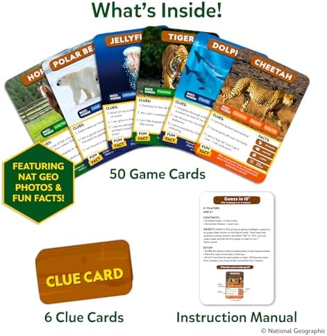Skillmatics Guess in 10 Game – National Geographic Animals, Gift for Kids