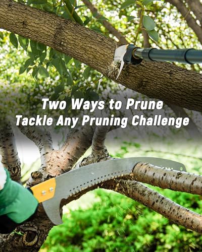 14.5FT Pole Saw with Adjustable Length for Tree Trimming, Lightweight Manual Pruning Saw with Mn Steel Blade, Long Extension Branch Cutter Pole Pruner for Yard, Garden, Patio & Forestry Use