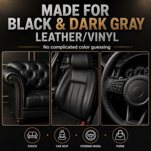ARCSSAI Black Leather & Vinyl Repair Kit for Car Seats and Furniture