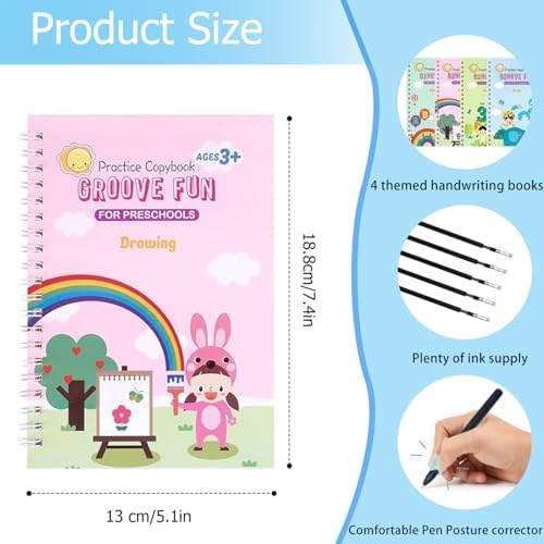 AALGO Handwriting Book Practice for Kids,Reusable Grooved Handwriting Books