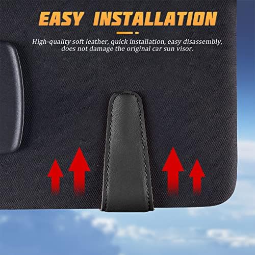 AICEL Sunglasses Holders for Car Sun Visor, Leather Magnetic Clip, Black