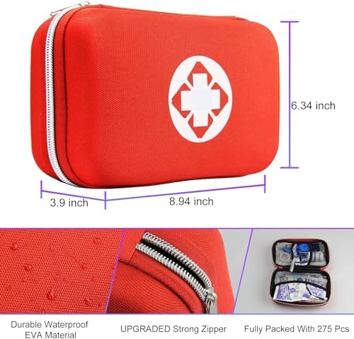 First Aid Kit 277PCS Car Home Camping Essentials Red Emergency Kit YIDERBO