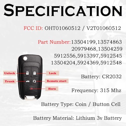 SUPALAND Key Fob Replacement Fits for Chevy Cruze Equinox Camaro Impala Malibu Sonic Buick Regal Verano Encore Lacrosse GMC Terrain 2010-2021 OHT01060512 Keyless Entry Remote Control 13504199