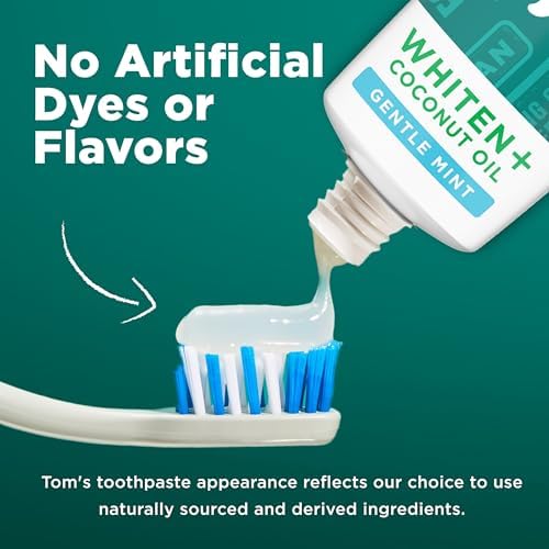 Tom's of Maine Whiten and Coconut Oil Toothpaste, Gentle Mint, 3 Pack, 4 oz