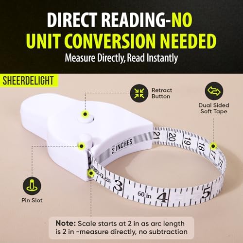 SheerDelight Body Measuring Tape, 2 Pack Retractable Body Tape Measure
