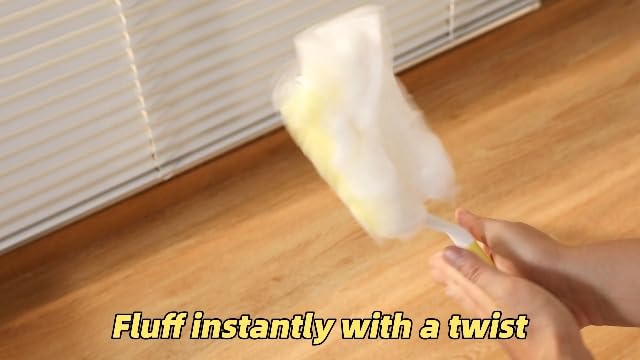 JOYMOOP Disposable Electrostatic Duster for Cleaning, with 2 Handles & 24 Ct Yellow Heavy Duty Refills for Swiffer Feather Duster, Household Cleaning Tool for Electronics, Dusting Furniture, Blinds