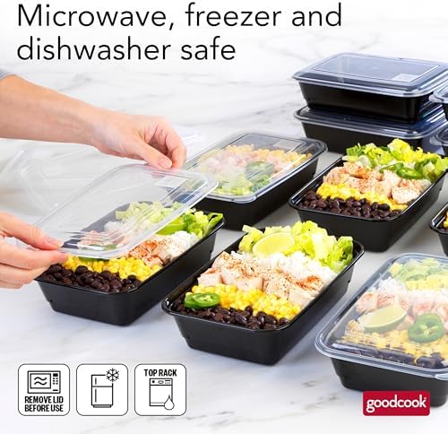GoodCook Meal Prep Containers, Single Compartment 10-Pack
