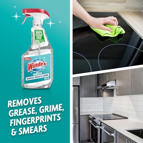Windex Vinegar Glass and Window Cleaner, Removes Grease and Grime, 23 oz