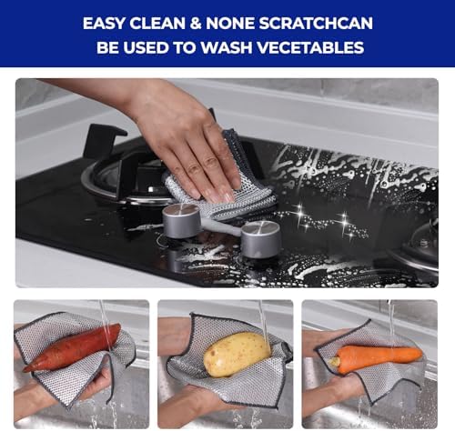 Wangjinpeng 12PK 3-Layer Non-Scratch Wire Dishcloths, 7.87 x 7.87 in