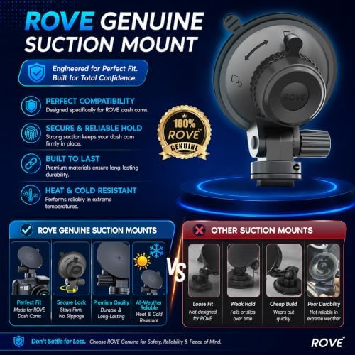 ROVE Suction Cup Mount for R2-4K, R2-4K PRO and R2-4K Dual Dash Camera Models