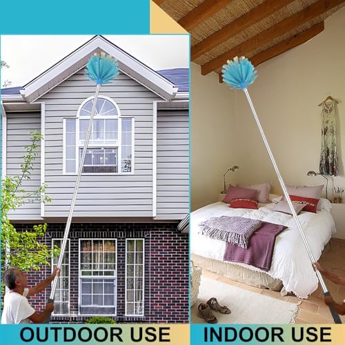 Cobweb Duster with Extension Pole，Adjustable 57" Spider Web Brush with Pole