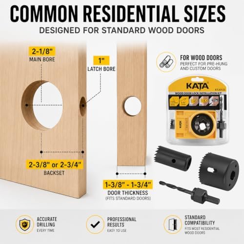 KATA 1-3/8" - 1-3/4" Door Lock Installation Kit for Wood Doors