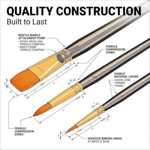 Soucolor Acrylic Paint Brushes Set, 20 Pcs Pointed Tip Artist Paintbrushes