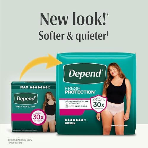 Depend Fresh Protection Adult Diapers for Women, Large, 72 Count