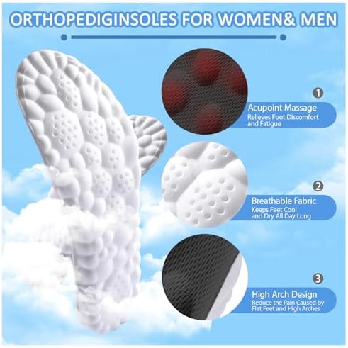 4D Cloud Insoles for Men and Women Insoles Men (Black, Men: US 7-11)