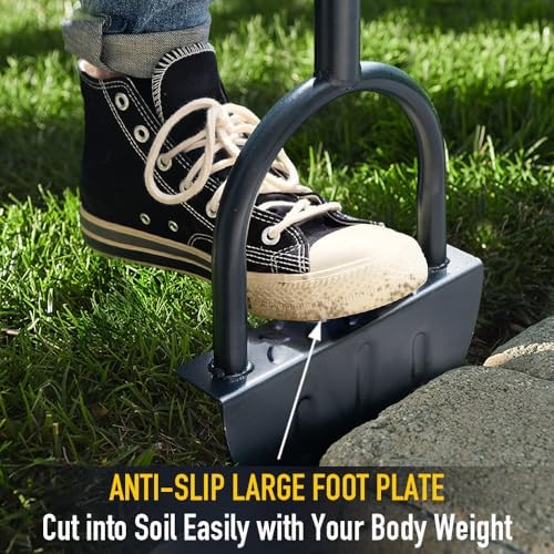 Colwelt Saw-Tooth Edger Lawn Tool, Half Moon Lawn Edger with T-Grip, Sidewalk Grass Long Handled Step Edger, 38-Inch
