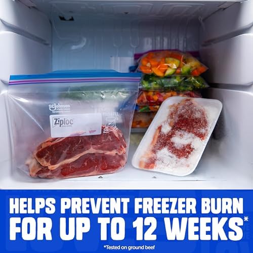 Ziploc Gallon Freezer Bags, Food Storage, 120 Total Bags (30 Count, 4-Pack)