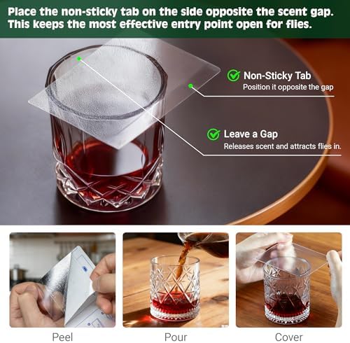 LFSYS Fruit Fly Traps for Indoors – 25 Pack DIY Cup Cover Adhesive Cards for Fruit Fly – Clear, Mess-Free, Indoor Use