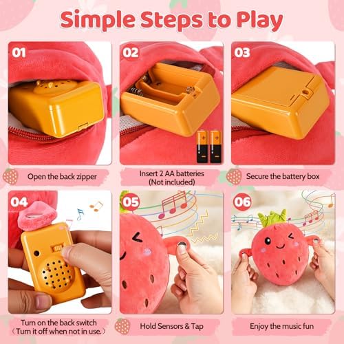 Interactive Music Plush Toy Set, Musical Sensory Toys, Strawberry