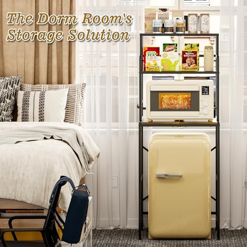 Yuyetuyo 3 Tier Mini Fridge Stand Shelf with Storage for Kitchen and Dorm