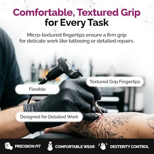 GripProtect Precise Black Nitrile Gloves 4 Mil, Chemical Resistant Gloves