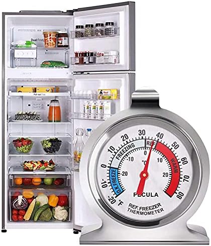 2 Pack Refrigerator Thermometer, 30-30°C/20-80°F, Classic Fridge Thermometer Large Dial with Red Indicator Thermometer for Freezer Refrigerator Cooler