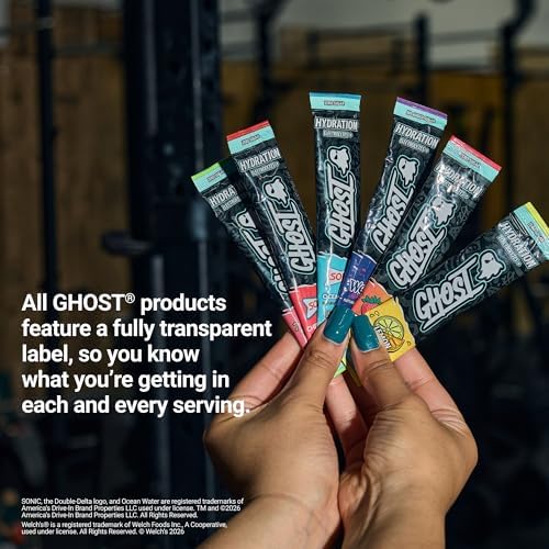 GHOST Hydration Sticks, 24 Electrolyte Powder Packets, Sonic Cherry Limeade