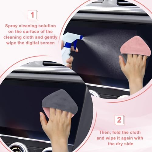 BFXM Car Screen Cleaner, 4.1''×4.1'' Pink Microfiber Dashboard Wipes