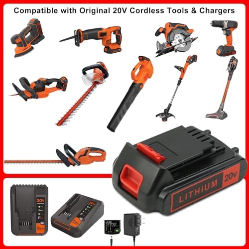 4.0Ah 20V Lithium Battery for Black and Decker Power Tools - 2 Pack