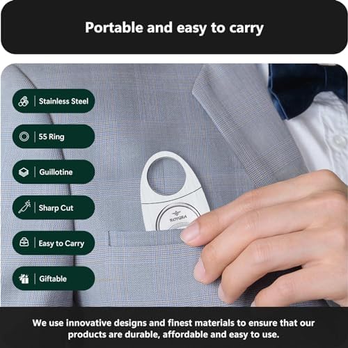 roygra Stainless Steel Cigar Cutter (2 Pack), Heavy Duty Classic Guillotine