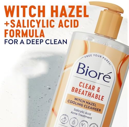 Biore Clear & Breathable Cooling Cleanser with Witch Hazel, 6.77 Oz