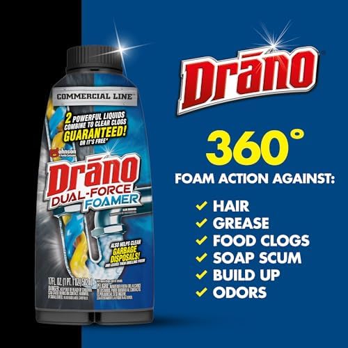 Drano Dual-Force Foamer Clog Remover, Commercial Line, 17 oz