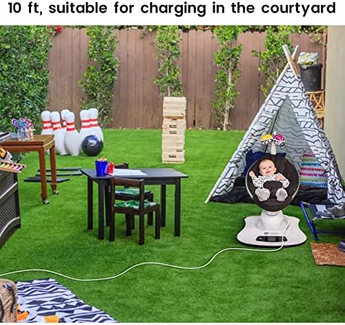 10ft Power Cord for 4moms mamaRoo 4, 12V 3A Charger for RockaRoo Baby Swing