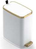 CEROELDA Small Bathroom Trash Can with Lid-5L/1.3 Gal-Soft Close Lid-White