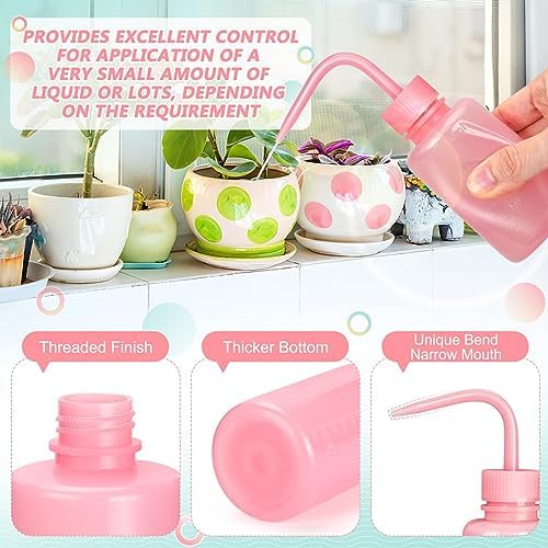 Valchoose 150ml Pink LDPE Squeeze Wash Bottle, Bent Nozzle Portable, 1 Pack