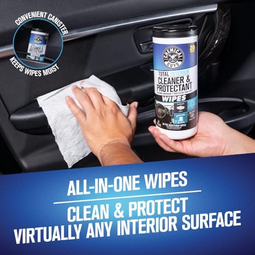 Chemical Guys, Total Interior Cleaner & Protectant Canister Wipes, 30 Count