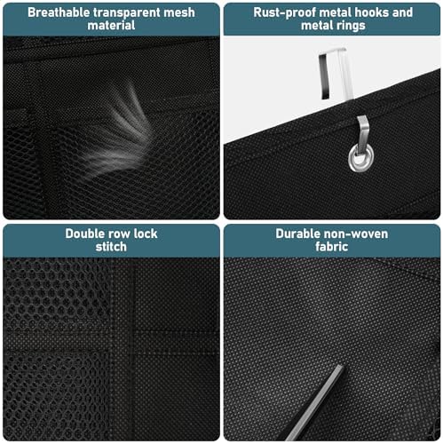 24 Large Pockets Upgraded Over the Door Shoe Organizer, Enhanced Hanging Solution Holder Closets, Shoe Cabinets for Everyone