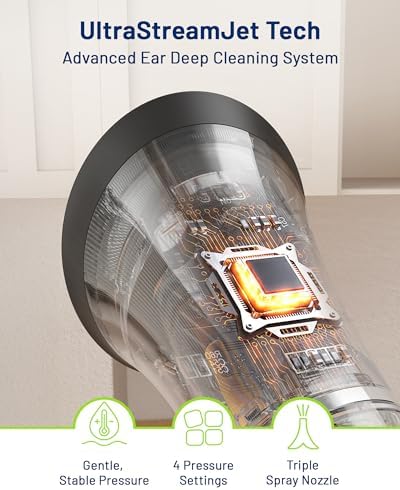 KAUGIC Ear Wax Removal, Self-Collecting Electric Flush Kit, Black
