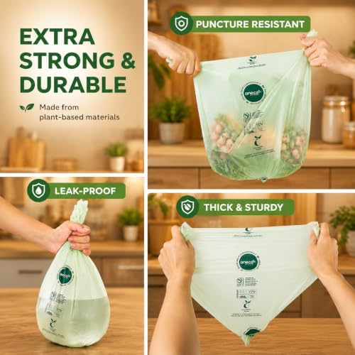 (Include 10 Bonus Bags) ANECO 100% Compostable Waste Bags 2.6 Gallon