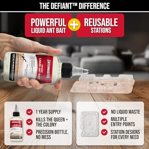 Catchmaster Defiant Liquid Ant Killer & Bait, Sugar Ant Traps Indoor