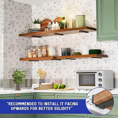 Goovilla Shelf Bracket, Floating Shelf Brackets 6 inch Long, 6 Pack, Black