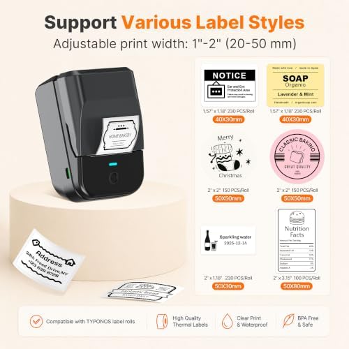 PM240 Label Maker Machine with 3 Tapes, Label Printer Black, Set 1